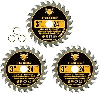 FOXBC Lâmina de Serra Circular de 3 Polegadas com 24 Dentes de Carboneto Para Cortes Em Madeira, Plástico, Pvc, Acrílico E Alumínio, com Furo de 7/16", Compatível com Serras Dewalt, Dremel, Ryobi