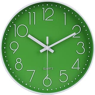 Relogio de parede verde silencioso 30,5 cm operado por bateria