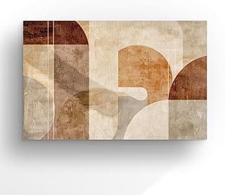 Quadro abstrato decorativo 60x40, arte moderna geométrica em tons de marrom e bege, estilo minimalista.
