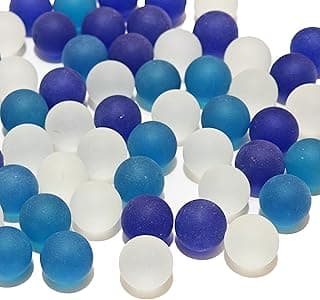 Contas de vidro marinho fosco em azul e branco para decoração de vasos