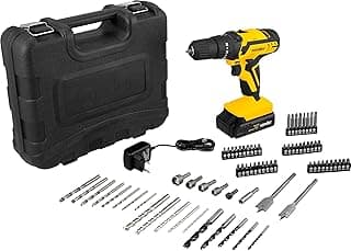 Parafusadeira/Furadeira com Impacto à Bateria 12V Lítio 3/8 Polegadas, Kit com 74 Acessórios, Vonder