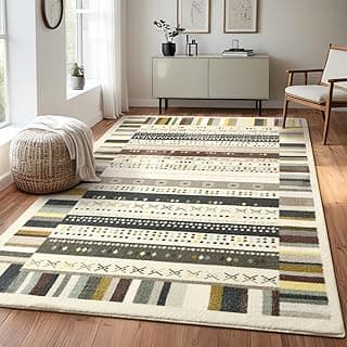 Tapete abstrato moderno Larhom para sala de estar, 1,2 x 1,8 m, multicolorido, antiderrapante