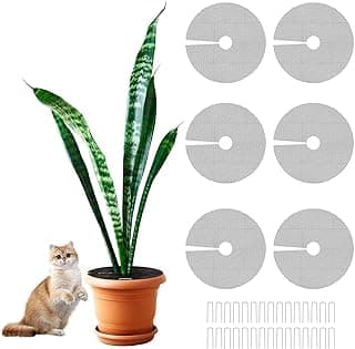 Protetor de vaso para plantas com cobertura cinza e gato ao lado