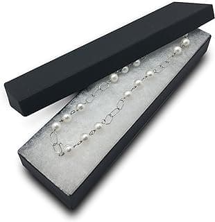TheDisplayGuys – Pacote com 25 caixas de joias de papel de papelão preenchidas com algodão #82 – Preto fosco (20 x 5 x 2,5 cm) - para envio ou armazenamento