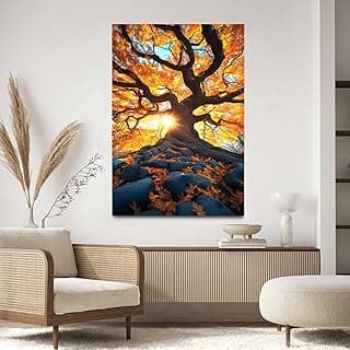 Quadro decorativo árvore da vida por do sol vermelho 40x60 para sala ou quarto