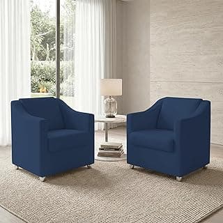 Kit 2 Poltronas Para Sala Decorativas Cadeiras Reforçadas Para Recepção Consultório Escritório Pé Cromado Suede Azul Marinho - Clique E Decore