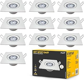 Kit 10 Spot LED 7W Embutir Quadrado Direcionável Bivolt 3000K para Gesso e Sanca