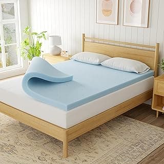 Protetor de colchão de espuma viscoelástica azul Gelsea para cama queen