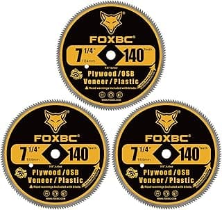 Lâminas de serra circular FOXBC 7-1/4 polegadas com 140 dentes para compensado, OSB, plástico, folheado e vinil