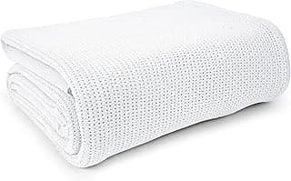 Linteum Textile Supply Cobertor térmico hospitalar branco 100% algodão, macio e aconchegante, respirável, design de tecido de célula aberta, cobertor hospitalar duplo para todas as estações (pacote