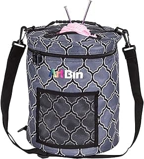 ArtBin Tambor de fio 6804SA, armazenamento portátil de tricô e crochê, [1] sacola de lona de poliéster, estampa cinza