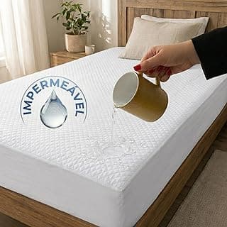 Protetor de colchão branco matelassê impermeável e antiácaro para cama de solteiro