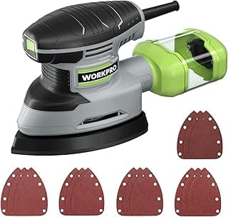 WORKPRO Lixadeira de detalhes, lixadeira elétrica compacta de 13.000 OPM com 15 lixadeiras, lixadeira manual de 1,6 A para espaços apertados
