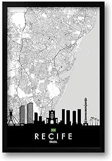 Quadro Mapa Urbano Cidade de Recife Pernambuco - 40x60cm