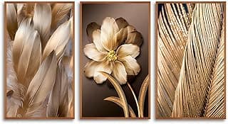 Kit 3 Quadros Floral Rustico Vintage com Moldura 30x50cm