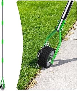 Edger Lawn Tool - Cortador de grama rotativo com roda de 172 cm com alça ajustável de aço inoxidável, aparador de borda de grama para calçadas, calçadas e paisagismo (verde)