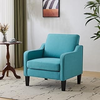 VINGLI Cadeiras de destaque para sala de estar, cadeira moderna de meados do século, poltrona de sofá, cadeira estofada com braços escavados para quarto, apartamento, escritório, estúdio, sala de