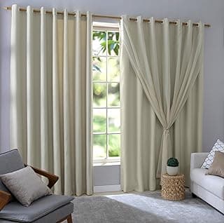 Cortina blackout palha 2,80m x 2,30m, ideal para quarto, sala ou casa, tecido corta luz com ilhós.