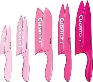 Conjunto de facas Cuisinart com cabos rosa e lâminas brancas