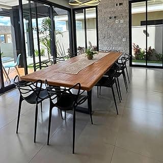 Mesa de Jantar 2,00m para 8 Lugares | Madeira Maciça Peroba Rosa de Demolição e Base Industrial de Ferro | Design Rústico Moderno Martinez