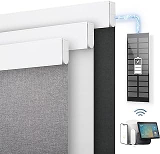 Persiana motorizada cinza com controle remoto e painel solar