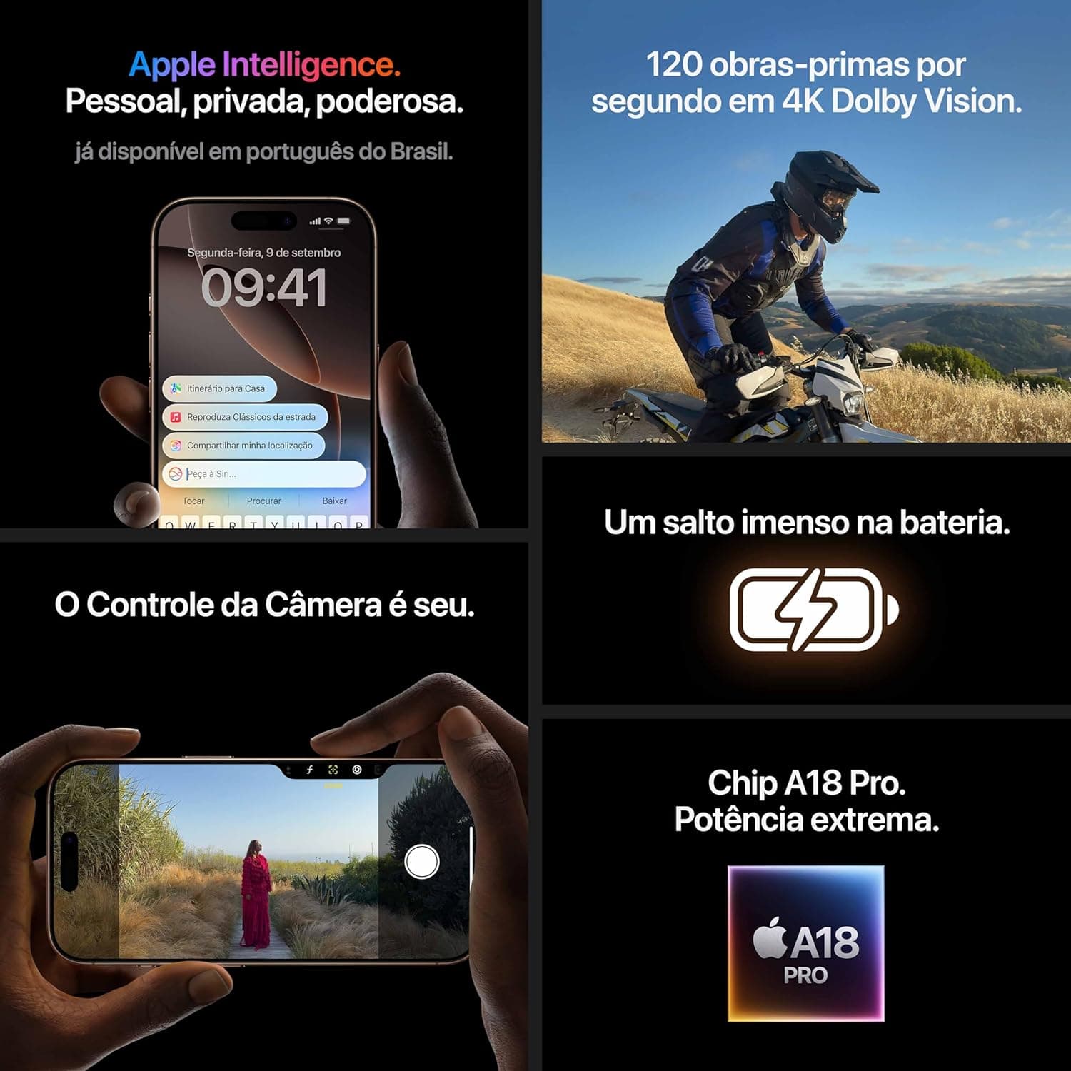 Smartphone Apple Iphone 16 Pro Titânio 128 GB Preto