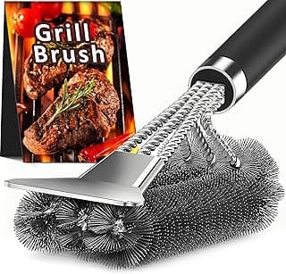 Escova de grelha TNTOR com cabo preto e cerdas de aço inoxidável