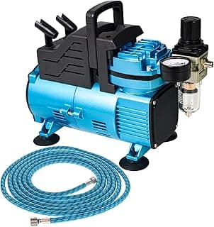 Kit de compressor de ar azul e preto com ventiladores de resfriamento