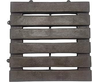 Deck plástico reciclado modular ecológico, encaixe externo resistente, cinza escuro