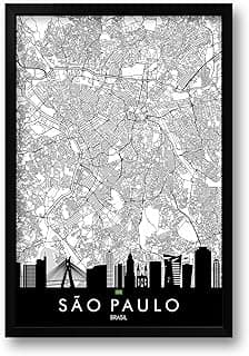 Quadro Mapa Urbano Cidade de São Paulo - 40x60cm