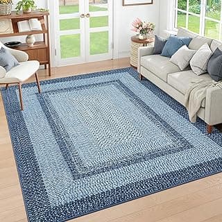 RUGSREAL Tapete Boho Tapete de quarto 10 x 15 cm lavável à máquina, estampa trançada, tapete antiderrapante, tapete marroquino, casa de fazenda, rústico, tapete marroquino para sala de estar,