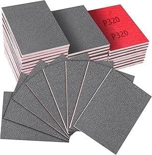 Esponjas de lixa de gancho e laço P320, 320 gramas, 7 x 10 cm, pacote de 32