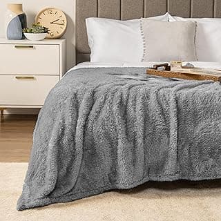 Cobertor de cama cinza de pelúcia macia e felpudo, tamanho Queen, Pavilia