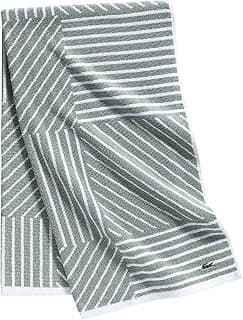 Toalha de banho Lacoste Guethary cinza e branca com design geométrico
