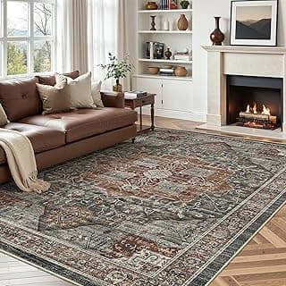 Tapete grande cinza e marrom boho vintage Roxstand para sala de estar