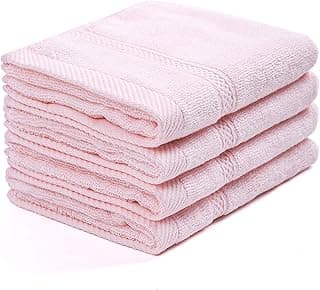 Toalhas de algodão modal Mãe-Earth para decoração de banheiro – 28 x 45 cm, toalhas felpudas extra absorventes e macias para pele sensível, convidado e melhores presentes de boas-vindas, conjunto com 4 (rosa)