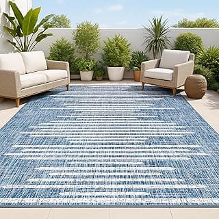 Tapete geométrico azul e marfim para decoração externa