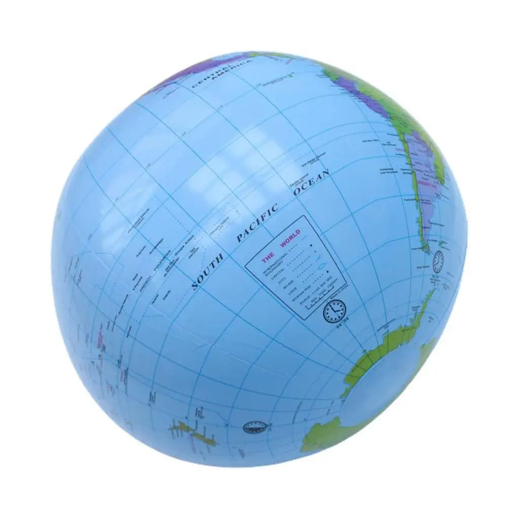 Globo inflável mapa mundial 28cm PVC para ensino e atividades de praia