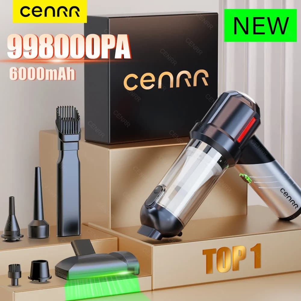 Aspirador de pó de carro portátil CENRR 998000PA 600mAh com acessórios