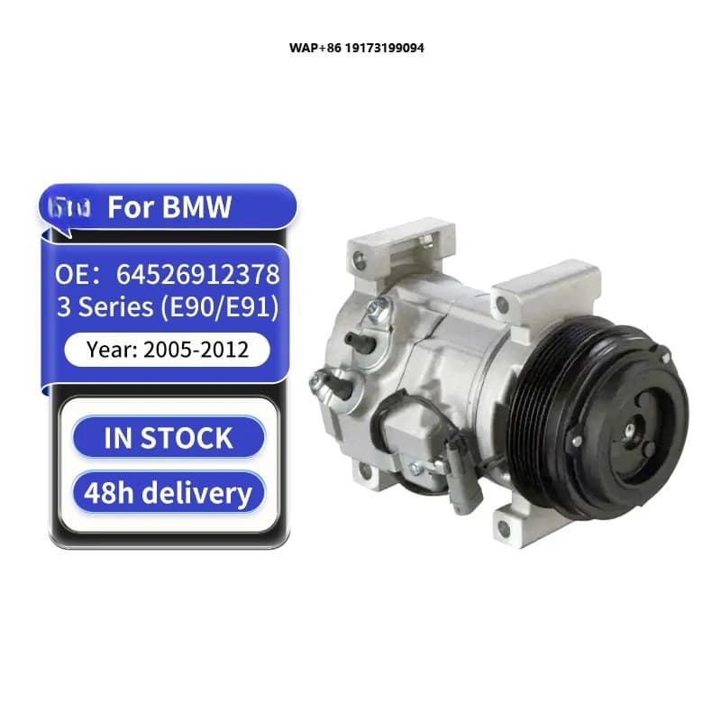 Compressor de ar condicionado tipo scroll para veículos BMW, OE 64526912378 3 Series (E90/E91) 2005-2012, disponível em estoque com entrega em 48 horas