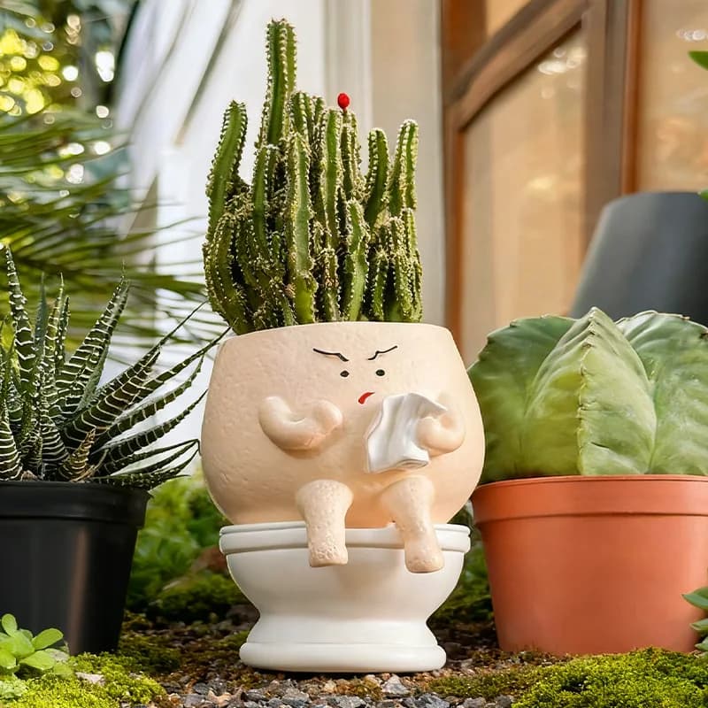 Vaso criativo em forma de banheiro para suculentas, vaso decorativo para plantas verdes