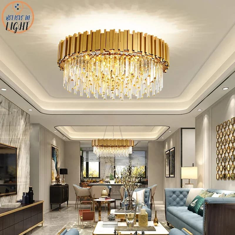 Moderno ouro/preto lustres de cristal luxo led pingente/luminária teto para sala estar do hotel hall decoração lâmpada pendurada
