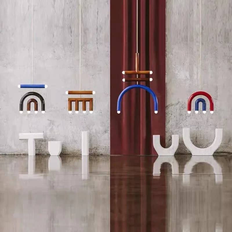 Lustre arco-íris LED em forma de U para decoração de quarto nórdico