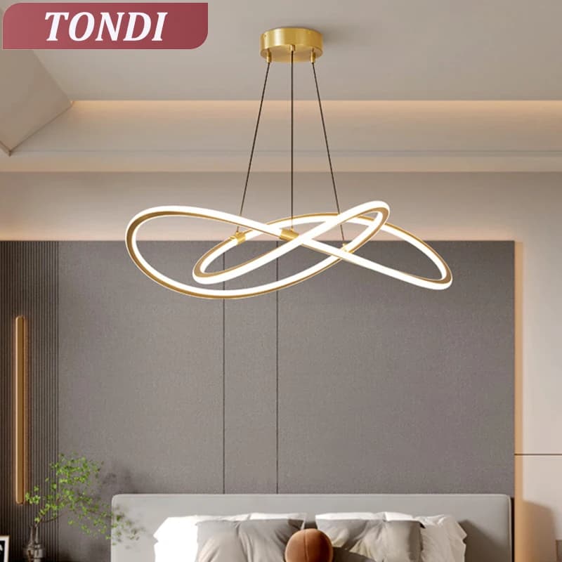 Lustre LED moderno com design infinito para sala de estar, quarto, cozinha - TONDI