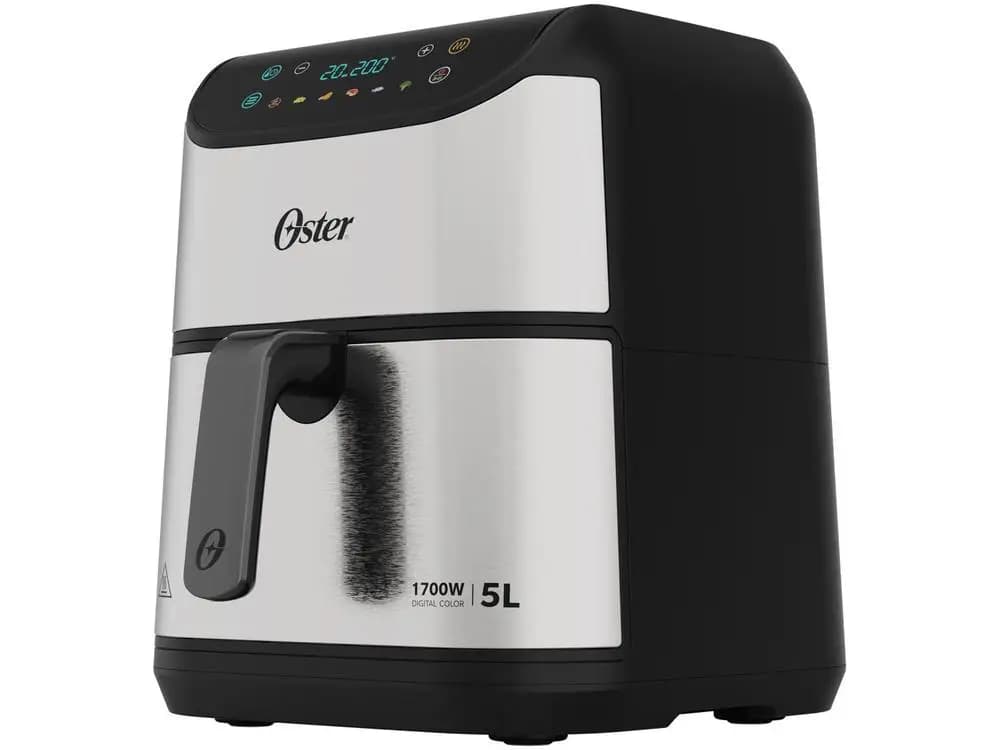 Fritadeira Elétrica sem Óleo Oster OFRT930 Inox e Preto com Timer Inox 5L
