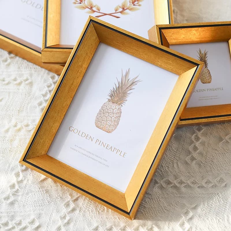 Quadro decorativo dourado minimalista com abacaxi, estilo nordic