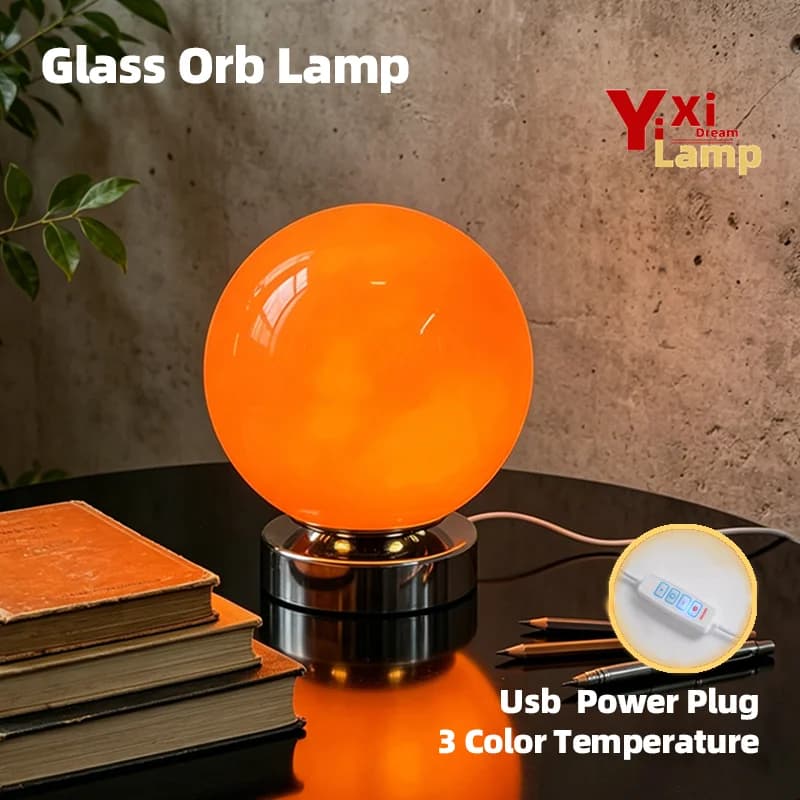 Luminária de Mesa Minimalista em Vidro Murano Estilo Coreano, Brilho Suave e Quente para Quarto, Decoração Relaxante para Mesa de Cabeceira