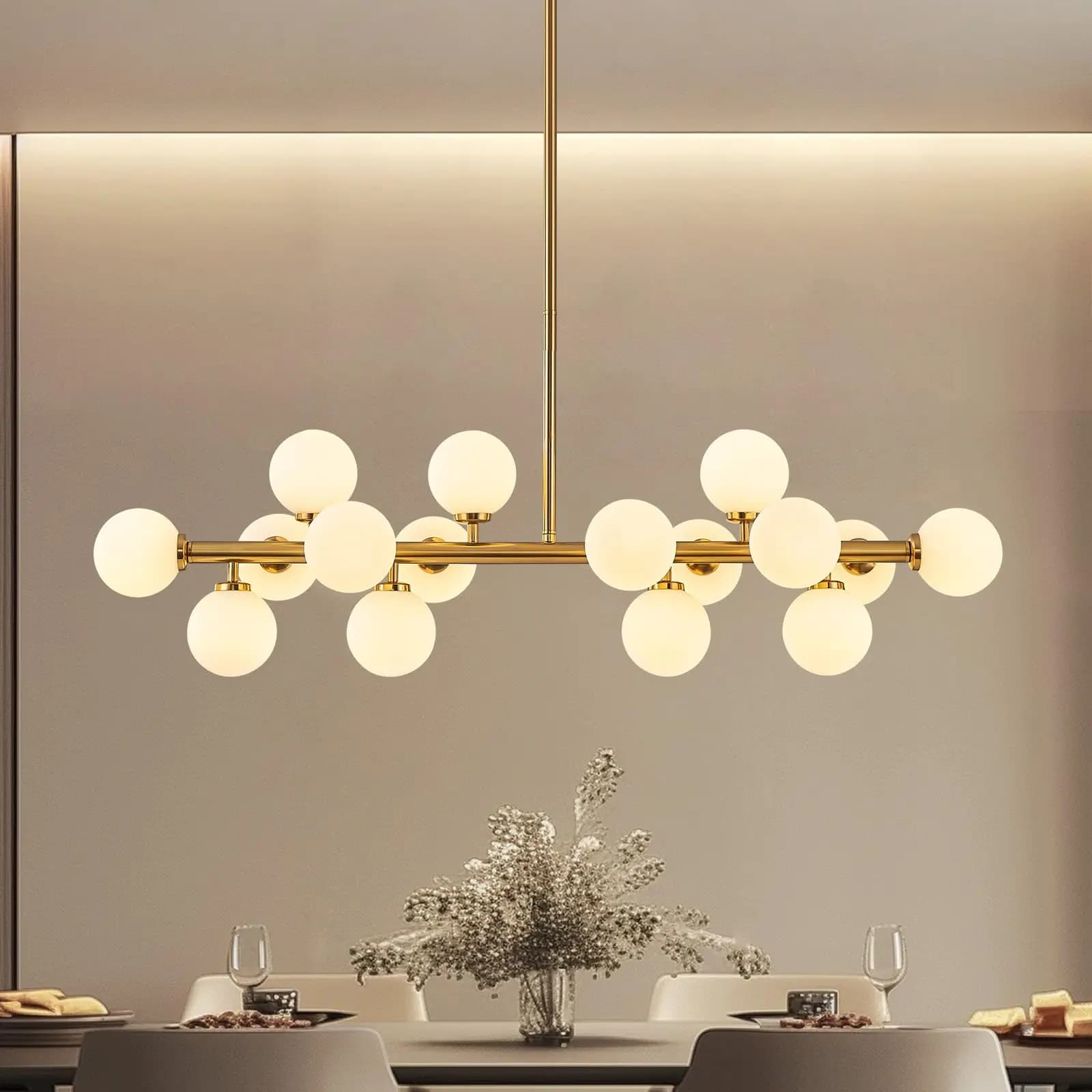 Luminária pendente moderna sputnik com globos de vidro para sala de jantar