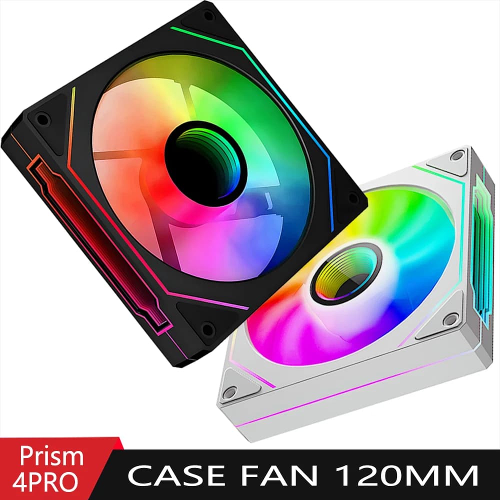 PRISM 4 PRO Ventilador para caixa de computador 120mm ARGB 4 pinos PWM Ventilador de resfriamento silencioso 12V Alto fluxo de ar 45.2CFM/600-1500RPM ventiladores para pc