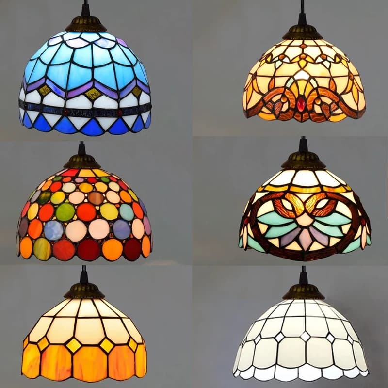 Luminária pendente de vidro manchado, lustre para sala de jantar, teto pendurado, luminária para quarto, casa, luminaria tiffanydecor